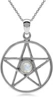 silvershake moonstone silver pentagram star pendant: 🌟 elegant 925 sterling necklace with 18 inch chain logo