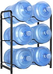 img 4 attached to 🧃 UMORNING 5 Gallon Water Bottle Holder, 3-Tier Water Cooler Jug Rack for 6 Bottles - Premium Detachable Kitchen Organization and Storage Shelf, Black