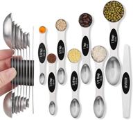 🔢 magnetic measuring spoons set, dual sided stainless steel, fits in spice jars, set of 8, black - kitchen gadgets logo