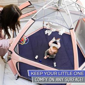 img 3 attached to Convenient 59-inch-Wide POP 'N GO Hexagon Playpen Mat - Portable Self-Inflating Mattress Pad with Travel Bag