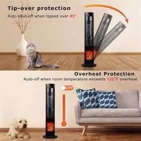 img 2 attached to 🔥 Portable Electric Space Heater - 1500W Ceramic Tower with Thermostat, Remote Control, and Timer for Safe & Efficient Indoor Heating