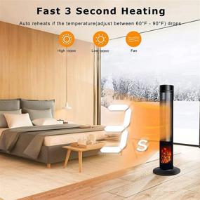 img 4 attached to 🔥 Portable Electric Space Heater - 1500W Ceramic Tower with Thermostat, Remote Control, and Timer for Safe & Efficient Indoor Heating