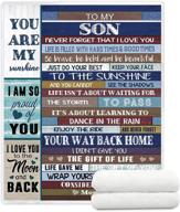 👨 mom dad sherpa throw blanket for son - warm words fuzzy soft blankets for couch sofa - personalized gift logo