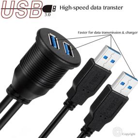 img 3 attached to 🚗 VIMVIP Car Flush Mount: Waterproof 2 USB 3.0 Port Extension Cable - Ultimate In-Car Connectivity Solution!