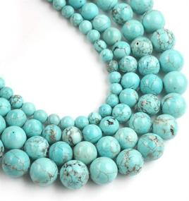 img 4 attached to 🔷 Yochus 8mm Blue Turquoise Round Natural Stone Beads - Ideal for Jewelry Making and Crafts