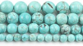 img 3 attached to 🔷 Yochus 8mm Blue Turquoise Round Natural Stone Beads - Ideal for Jewelry Making and Crafts
