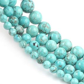 img 2 attached to 🔷 Yochus 8mm Blue Turquoise Round Natural Stone Beads - Ideal for Jewelry Making and Crafts