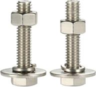 🔩 4 sets of 3/8-16 x 2-1/2&#34; stainless steel hex head screw bolts with nuts, extra-large & thick flat & lock washers, fully threaded, bright finish - improved seo логотип