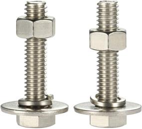 img 4 attached to 🔩 4 Sets of 3/8-16 x 2-1/2&#34; Stainless Steel Hex Head Screw Bolts with Nuts, Extra-large & Thick Flat & Lock Washers, Fully Threaded, Bright Finish - Improved SEO