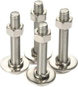 img 2 attached to 🔩 4 Sets of 3/8-16 x 2-1/2&#34; Stainless Steel Hex Head Screw Bolts with Nuts, Extra-large & Thick Flat & Lock Washers, Fully Threaded, Bright Finish - Improved SEO