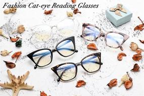 img 1 attached to 👓 Set of 2 Women's Trendy Oversized Cat Eye Blue Light Blocking Reading Glasses Fashionable Eyeglass Frames with Large Lenses for Computer Reading