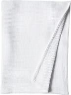 🛋️ vera wang waffle weave collection: ultra-soft 100% cotton textured plush blanket - stylish home décor for sofa, couch, or bedroom - queen size, white logo