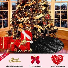 img 3 attached to 🎄 Large Black Sequin Christmas Tree Skirt - 48 Inches - Polyester - Farmhouse Xmas Tree Skirt - Candy Design - Ideal for Christmas Party Decorations