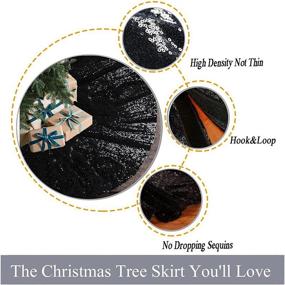 img 2 attached to 🎄 Large Black Sequin Christmas Tree Skirt - 48 Inches - Polyester - Farmhouse Xmas Tree Skirt - Candy Design - Ideal for Christmas Party Decorations