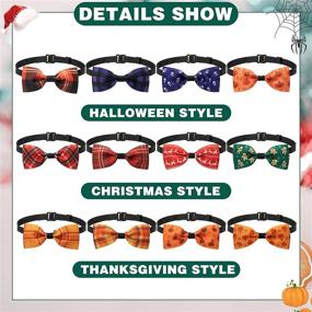 img 3 attached to 12 Pack Adjustable Bowtie Dog Collars for Small Dogs, Cats - Perfect Pet Collars for Christmas and Thanksgiving Party Decorations