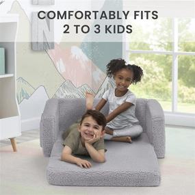img 2 attached to 🛋️ Delta Children Cozee Flip-Out Sherpa 2-in-1 Convertible Sofa for Kids, Grey - A Comfortable Lounger for Every Child
