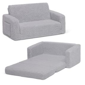 img 4 attached to 🛋️ Delta Children Cozee Flip-Out Sherpa 2-in-1 Convertible Sofa for Kids, Grey - A Comfortable Lounger for Every Child
