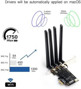 img 1 attached to 🖥️ YOUBO PC Hackintosh Dual Band WiFi Карта BCM94360CD 802.11a/g/n/ac 1750Mbps BT4.0 Адаптер PCIe для сети: Совместимость с MacOS, поддержка AirDrop и Handoff