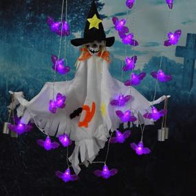 img 3 attached to Halloween Purple Bats String Lights – Spooktacular 8 🦇 Lighting Modes | Battery-Powered | Indoor/Outdoor Decor | Remote Control