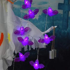 img 2 attached to Halloween Purple Bats String Lights – Spooktacular 8 🦇 Lighting Modes | Battery-Powered | Indoor/Outdoor Decor | Remote Control