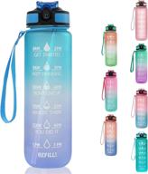 🚴 cagelya 32 oz motivational water bottle with straw, time marker | bpa free gym water jug | daily drink with paracord handle, leakproof flip top | ideal bike water bottle bulk logo