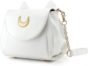 img 3 attached to 🌙 Oct17 Moon Luna Purse Kitty Cat Satchel Shoulder Bag - Designer Women Handbag Tote in PU Leather - Sailor School Chic