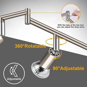 img 3 attached to Ascher 6-Light LED Track Lighting Kit with Flexible Rotatable Light Heads | 6 Way Ceiling Spotlight in Matte Nickel Finish | Includes 6 GU10 LED Bulbs (4W 400LM Daylight White 5000K)