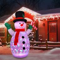 conmixc 5ft snowman inflatable with multi-color disco lighting, blow up snowman decorations, xmas inflatable decor for indoor outdoor yard garden lawn логотип