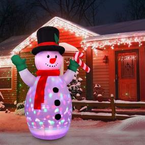 img 4 attached to CONMIXC 5FT Snowman Inflatable with Multi-Color Disco Lighting, Blow Up Snowman Decorations, Xmas Inflatable Decor for Indoor Outdoor Yard Garden Lawn