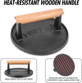 img 1 attached to Premium Cast Iron Hamburger Press: Heavy-Duty Patty Maker Burger Meat Mold with Wooden Handle - 7-Inch Round