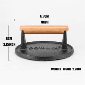 img 2 attached to Premium Cast Iron Hamburger Press: Heavy-Duty Patty Maker Burger Meat Mold with Wooden Handle - 7-Inch Round