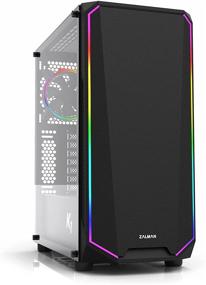 img 4 attached to 🖥️ Zalman K1 Rev. B ATX Gaming PC Case with Addressable RGB Front Panel, Tempered Glass Side Panel, Includes (1x) ARGB 120mm Fan Rear and (1x) Black 120mm Fan Front (aRGB Panel)