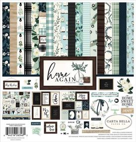 img 2 attached to 🏡 Carta Bella Paper Company Home Again Collection Kit - Green, Blue, Woodgrain, Black, Teal