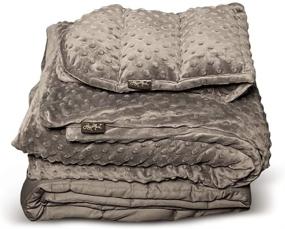 img 4 attached to 🛌 JoysMart 3-Piece Set: Premium 100% Cotton Weighted Blanket for Adults - 15 lbs, 48x72 Size, Soft Minky Dot Duvet Cover - Washable and Noiseless Glass Microbeads - Includes Microwavable Shoulder Wrap/Lap Pad