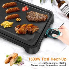 img 2 attached to Hassle-Free Clean Up Black ALES H1001 Everyday Nonstick Electric Griddle - Indoor BBQ Grill Party Smokeless Griddle Pan, Healthy-Eco, 1500W Pancake Griddle with Non-stick Coating