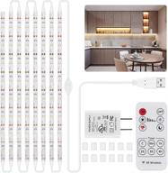 🔆 dimmable led strip lights for kitchen - 13ft under cabinet lighting with remote control and adapter, timing warm white strip lights for closet bookshelf bedroom - 2400lm, 3000k логотип