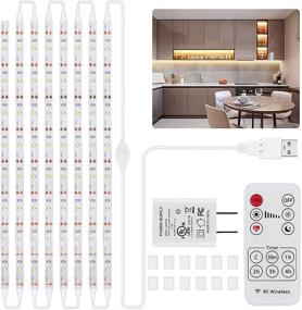 img 4 attached to 🔆 Dimmable LED Strip Lights for Kitchen - 13ft Under Cabinet Lighting with Remote Control and Adapter, Timing Warm White Strip Lights for Closet Bookshelf Bedroom - 2400LM, 3000K