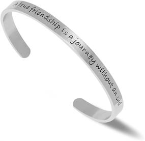img 3 attached to Engraved Friendship Journey Cuff Bracelet - NewChiChi Inspirational Jewelry