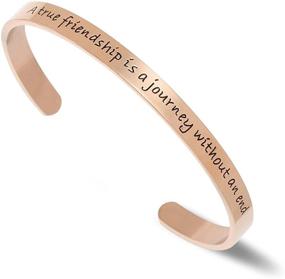 img 2 attached to Engraved Friendship Journey Cuff Bracelet - NewChiChi Inspirational Jewelry