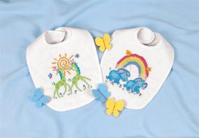 img 1 attached to 🐘 DIMENSIONS Stamped Cross Stitch 'Noah's Ark' Elephant and Giraffe DIY Baby Bibs, Set of 2, 9x14 inch