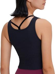 img 4 attached to 🏋️ Cropped Ribbed Workout Tank Tops: Perfect Gym Attire for Women in Yoga, Fitness, Sports, and Running