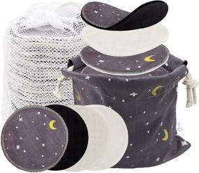 img 4 attached to 🌙✨ AVO Reusable Cotton Rounds Set, 3 Quilted Black Bamboo, 3 Organic Velour, 3 Quilted Cotton Pads, 1 Bamboo Towel for Makeup Removal, Toning, Fabric Pouch, Laundry Bag (Moon&amp;Star)