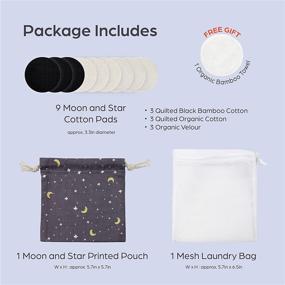 img 3 attached to 🌙✨ AVO Reusable Cotton Rounds Set, 3 Quilted Black Bamboo, 3 Organic Velour, 3 Quilted Cotton Pads, 1 Bamboo Towel for Makeup Removal, Toning, Fabric Pouch, Laundry Bag (Moon&amp;Star)