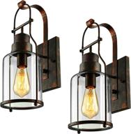 🏭 baycheer industrial country style 18&#39;&#39; h wall sconces wall lighting wall lamp wall fixture loft light with cylinder glass shade, e26 light bulb compatible, set of 2, rustic design логотип