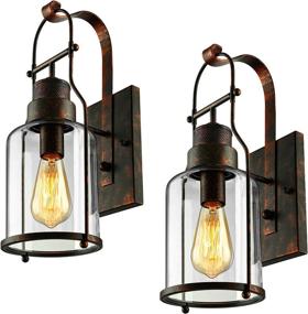 img 4 attached to 🏭 BAYCHEER Industrial Country Style 18&#39;&#39; H Wall Sconces Wall Lighting Wall Lamp Wall Fixture Loft Light with Cylinder Glass Shade, E26 Light Bulb Compatible, Set of 2, Rustic Design