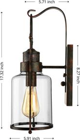 img 3 attached to 🏭 BAYCHEER Industrial Country Style 18&#39;&#39; H Wall Sconces Wall Lighting Wall Lamp Wall Fixture Loft Light with Cylinder Glass Shade, E26 Light Bulb Compatible, Set of 2, Rustic Design