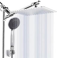 🚿 high pressure rainfall shower head, 8 inch, with handheld shower combo, 11'' extension arm, 5 spray settings, adjustable & anti-leak, holder included, height & angle adjustable, chrome finish logo