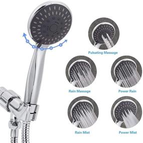 img 1 attached to 🚿 High Pressure Rainfall Shower Head, 8 Inch, with Handheld Shower Combo, 11'' Extension Arm, 5 Spray Settings, Adjustable & Anti-leak, Holder Included, Height & Angle Adjustable, Chrome Finish