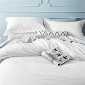 img 3 attached to 🛏️ Bedsure Queen Size White Duvet Cover Set - 100% Washed Cotton Comforter Cover 3 Pieces (Includes 1 Duvet Cover + 2 Pillow Shams)