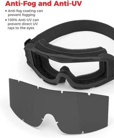 img 3 attached to 🔥 Ultimate Protection: Airsoft Goggles Anti Fog - Tactical Safety Military Glasses for Paintball, Shooting, and Hunting with 3 Interchangeable Lenses